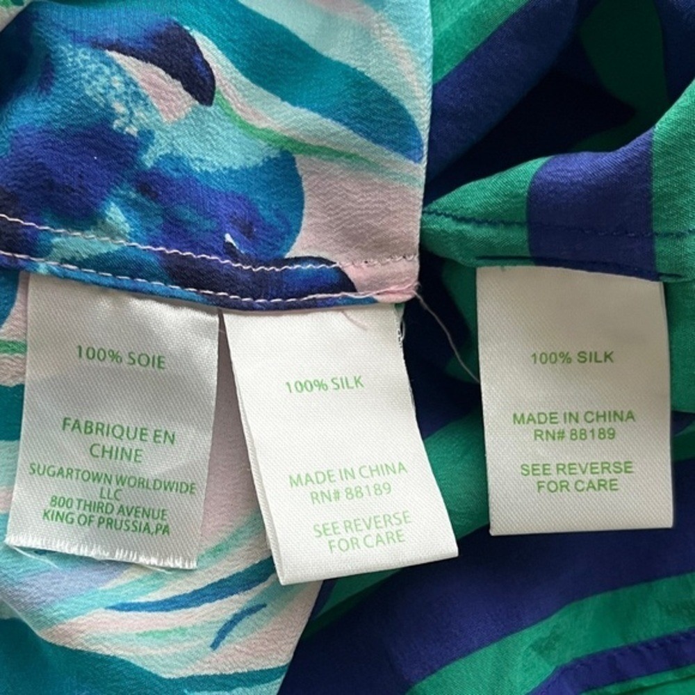 Lilly Pulitzer Elsa Blouse in Emerald Green and Blue Starboard Stripe Sz S - Picture 8 of 8